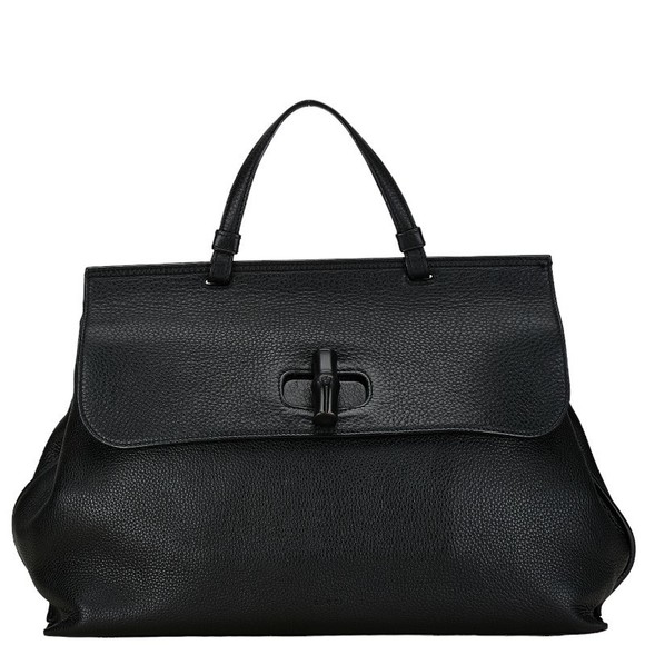 Gucci Handbags - Gucci Daily Leather 2WAY Shoulder Bag Bamboo Tote Black Bag